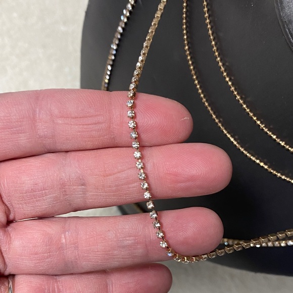 NWT Tasha Gold Crystal Multi-Layer Necklace - Picture 6 of 14